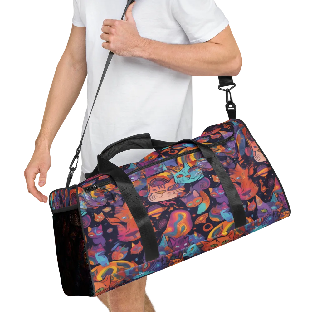 Cosmic Cat Parade on Duffle Bag — Right Front