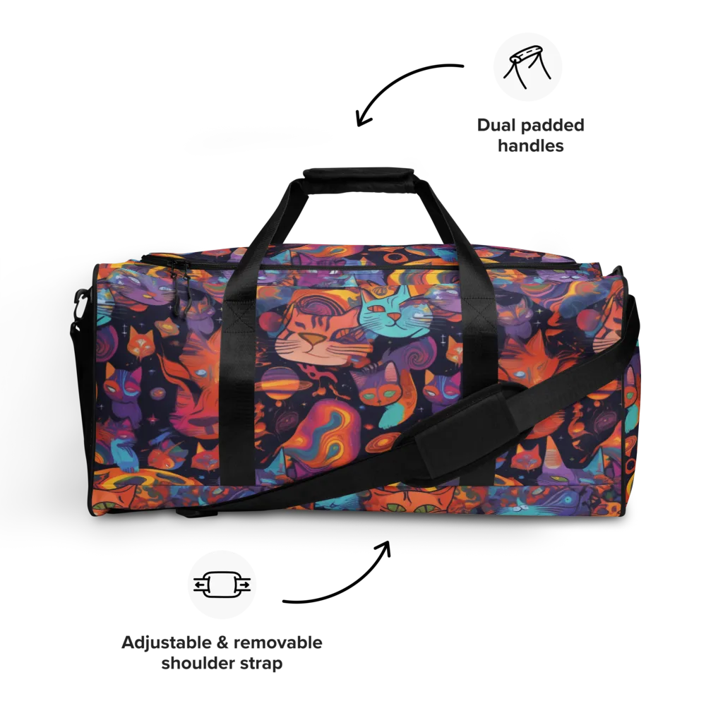 Cosmic Cat Parade on Duffle Bag — Front