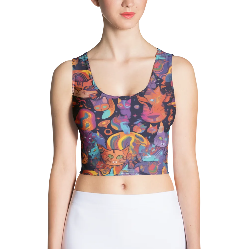 Cosmic Cat Parade on Crop Top — Front
