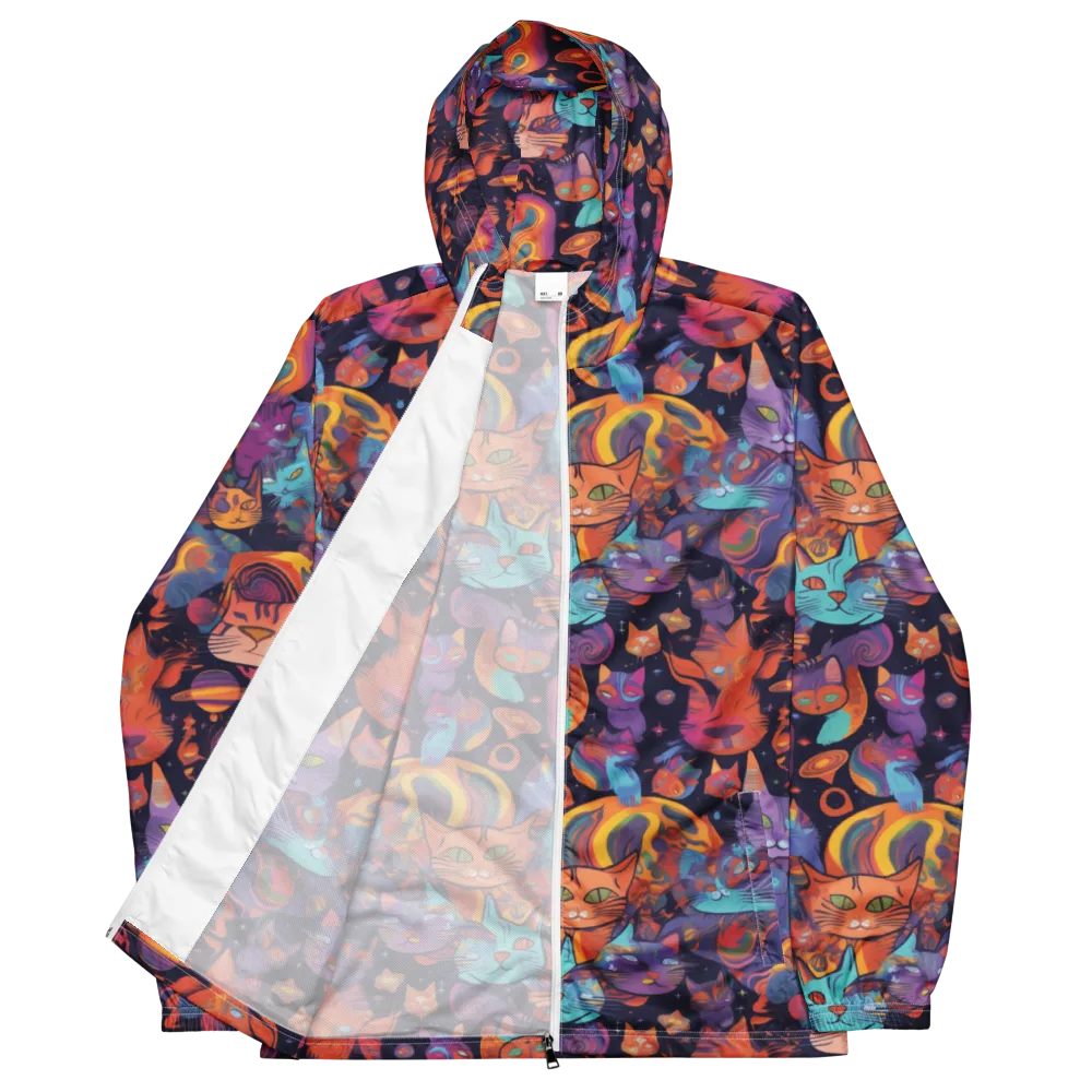 Cosmic Cat Parade on Men's Windbreaker — Front