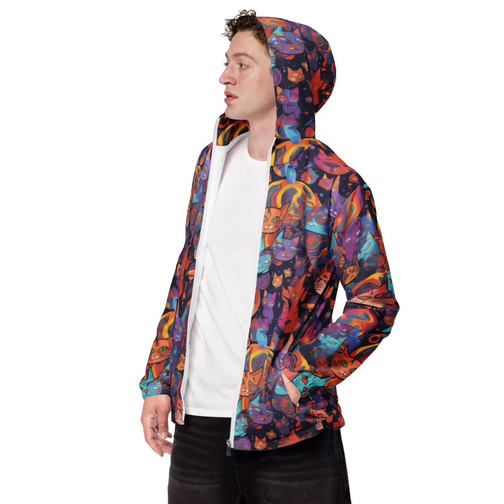 Cosmic Cat Parade on Men's Windbreaker — Left Front