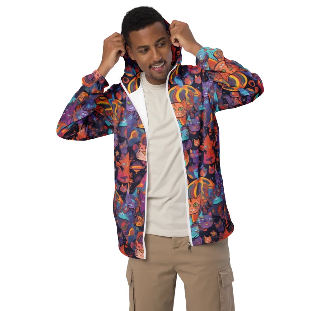 Cosmic Cat Parade on Men's Windbreaker — Front