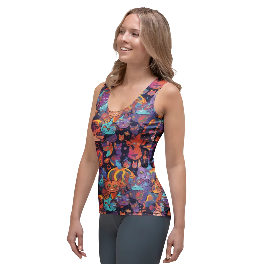Cosmic Cat Parade on Women's Tank Top — Left Front