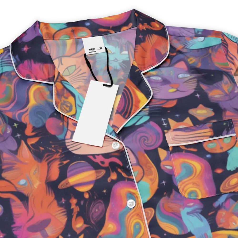 Cosmic Cat Parade on Women's Short Sleeve Pajama Top — Product details