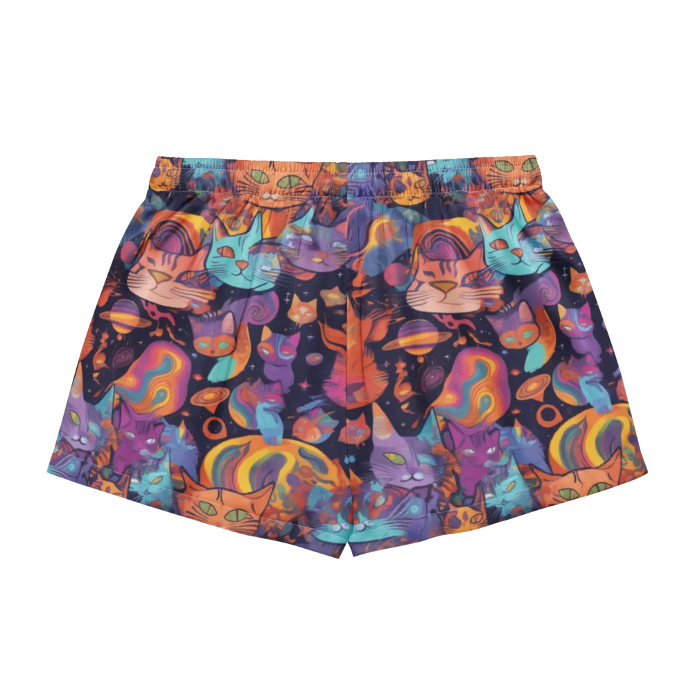 Cosmic Cat Parade on Women's Pajama Shorts — Back
