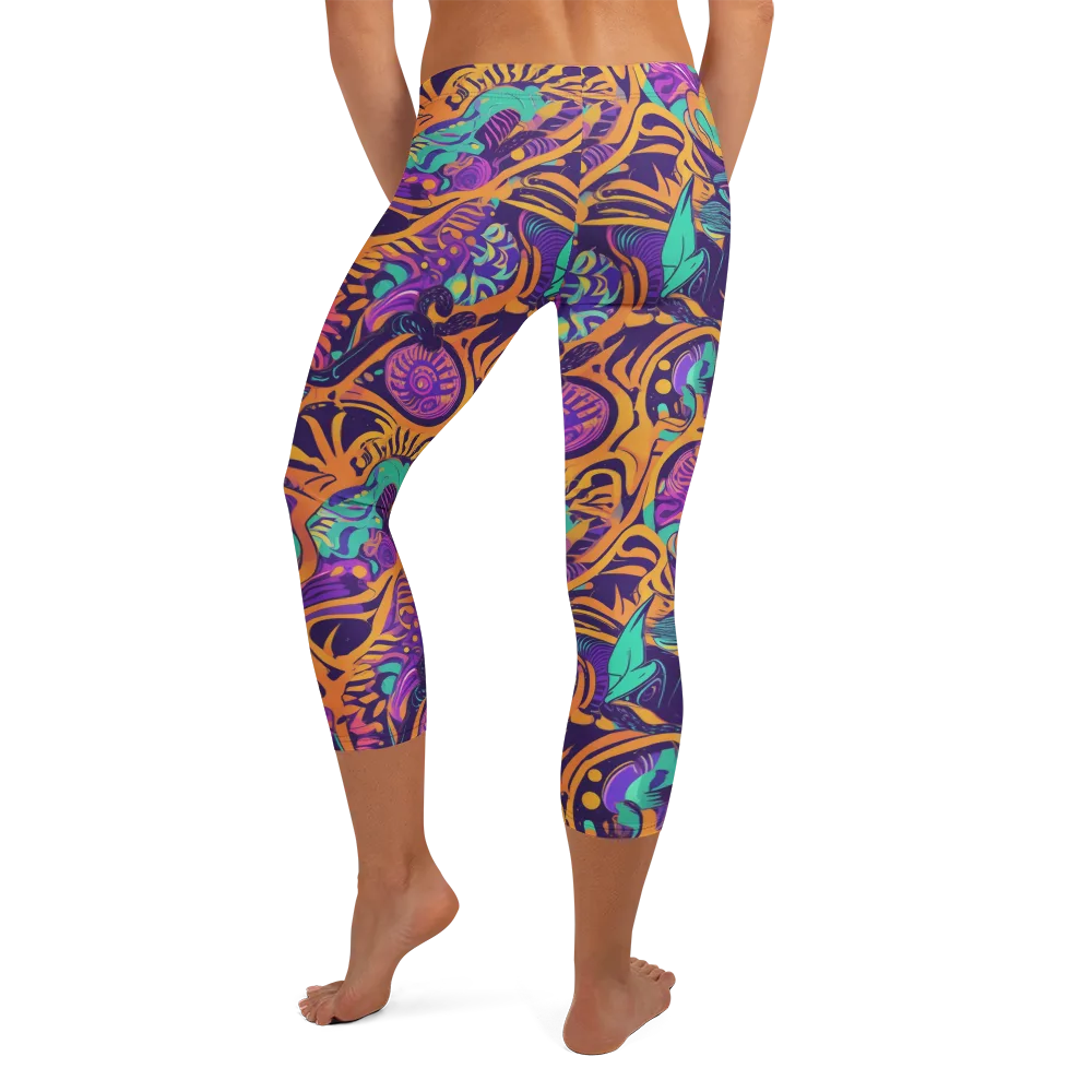 Midnight Mews on Capri Leggings — Back