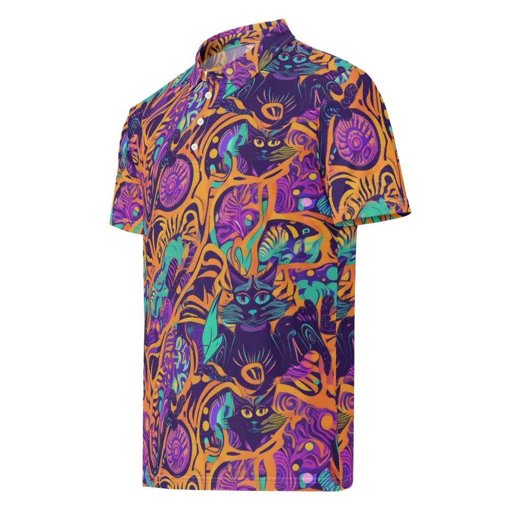 Midnight Mews on Men's Slim Fit Polo Shirt — Left Front