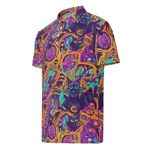 Midnight Mews on a Men's Slim Fit Polo Shirt