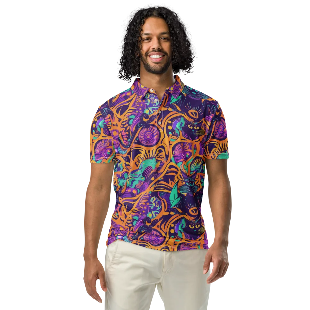 Midnight Mews on Men's Slim Fit Polo Shirt — Front