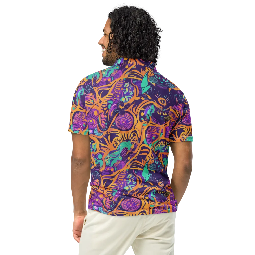 Midnight Mews on Men's Slim Fit Polo Shirt — Back