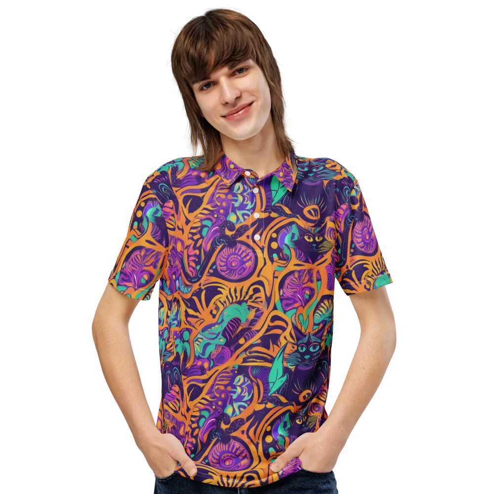 Midnight Mews on Men's Slim Fit Polo Shirt — Front