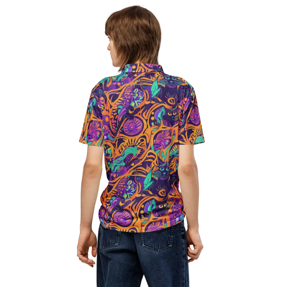 Midnight Mews on Men's Slim Fit Polo Shirt — Back