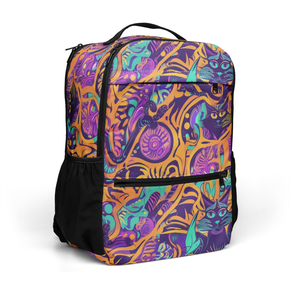Midnight Mews on Utility Backpack — Right Front