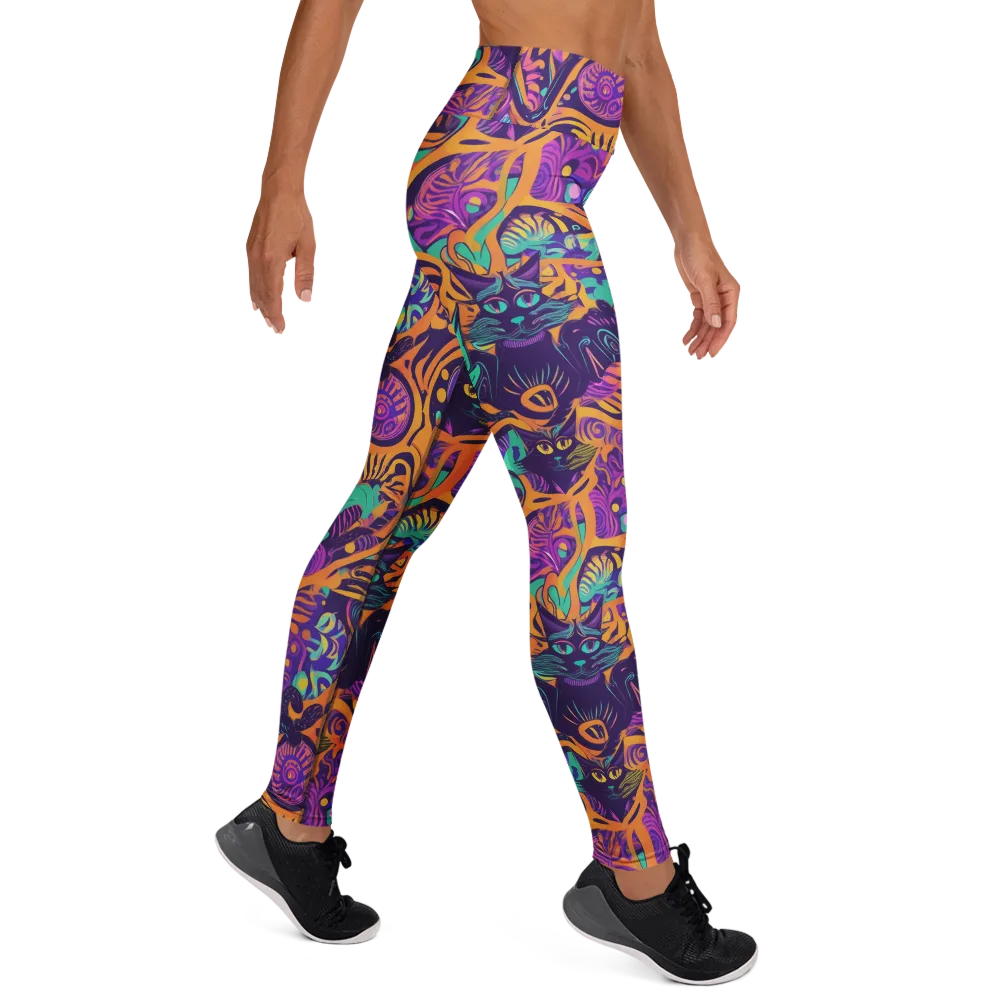 Midnight Mews on Yoga Leggings — Right
