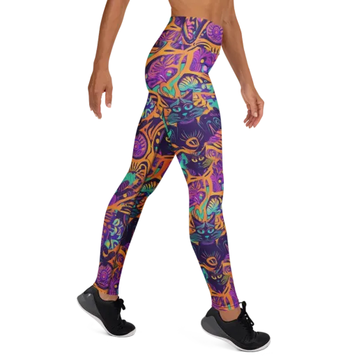 Midnight Mews on a Yoga Leggings