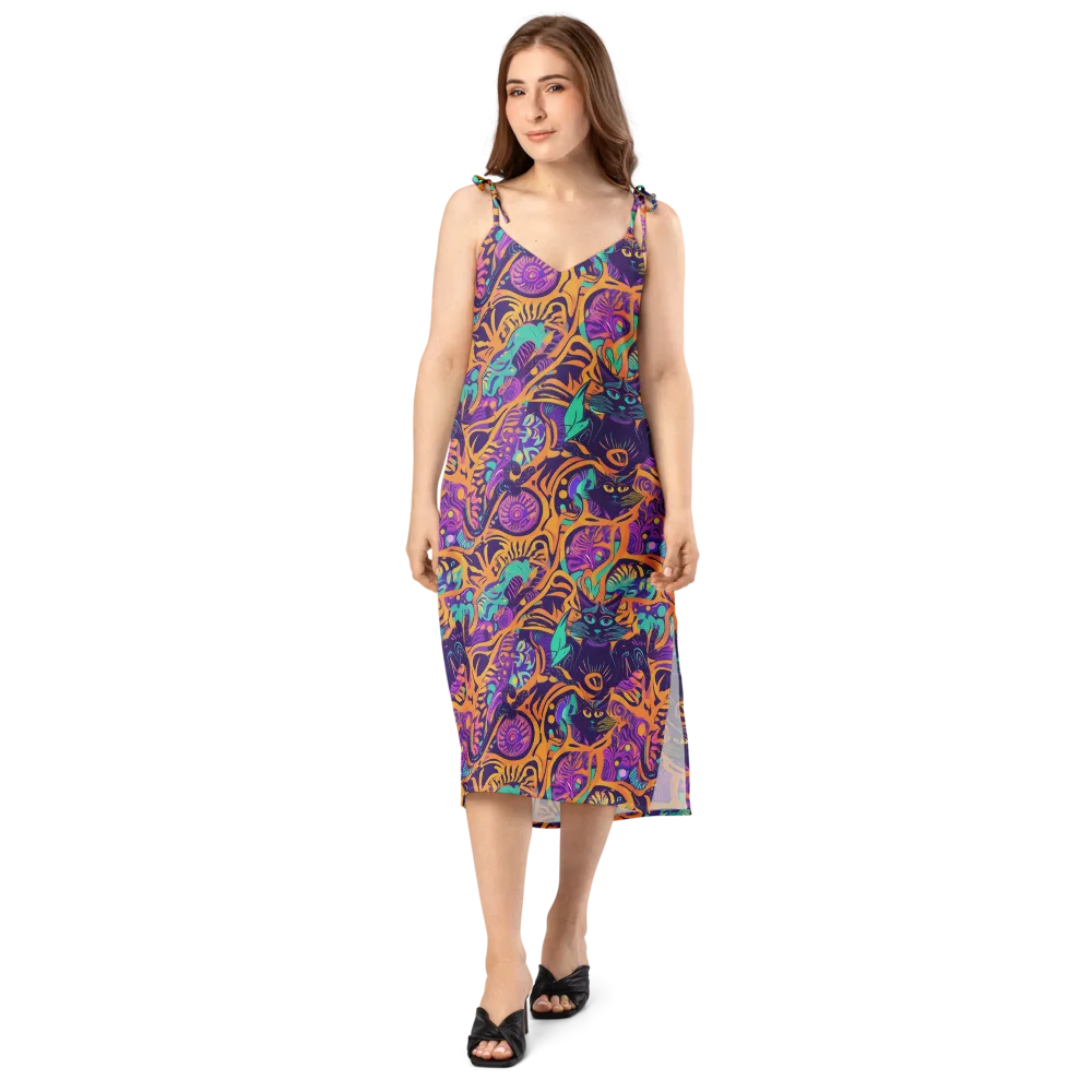 Midnight Mews on Slip Dress — Front