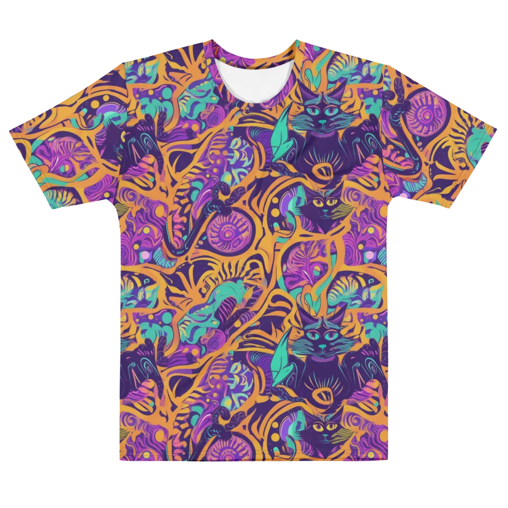 Midnight Mews on Men's Cotton Crew Neck T-Shirt — Front