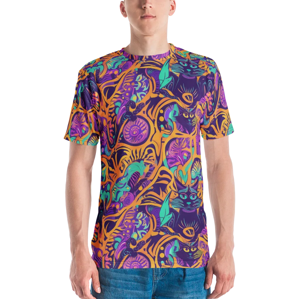 Midnight Mews on Men's Crew Neck T-Shirt — Front