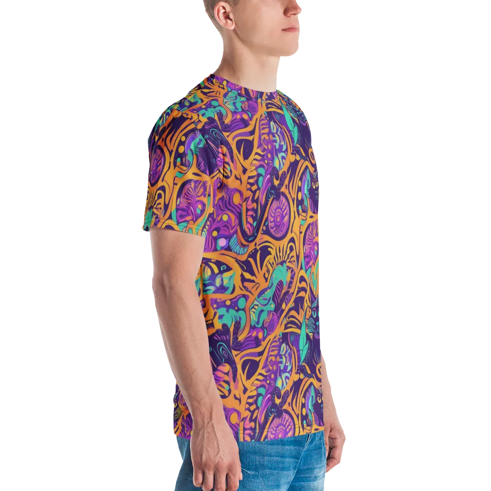 Midnight Mews on Men's Crew Neck T-Shirt — Right