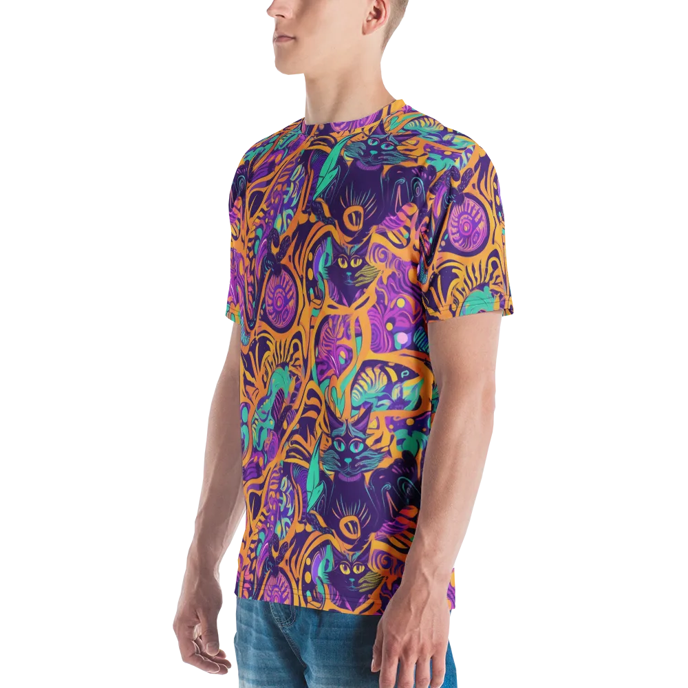 Midnight Mews on Men's Crew Neck T-Shirt — Left