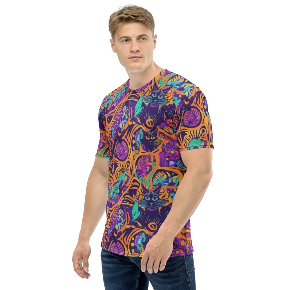 Midnight Mews on Men's Crew Neck T-Shirt — Left
