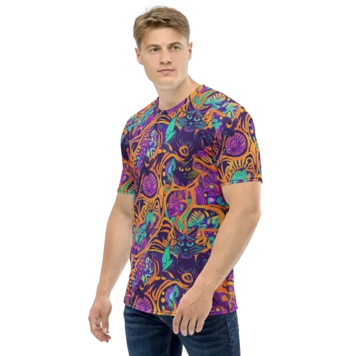 Midnight Mews on a Men's Crew Neck T-Shirt