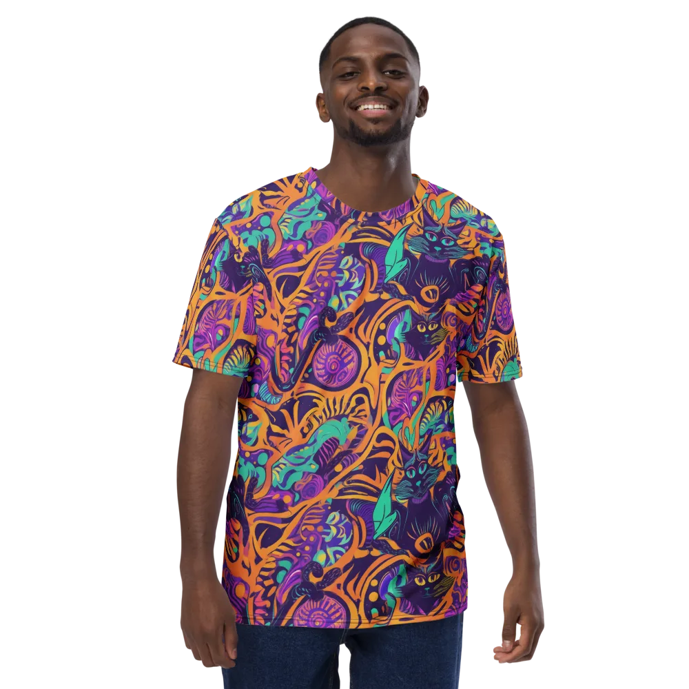 Midnight Mews on Men's Crew Neck T-Shirt — Front