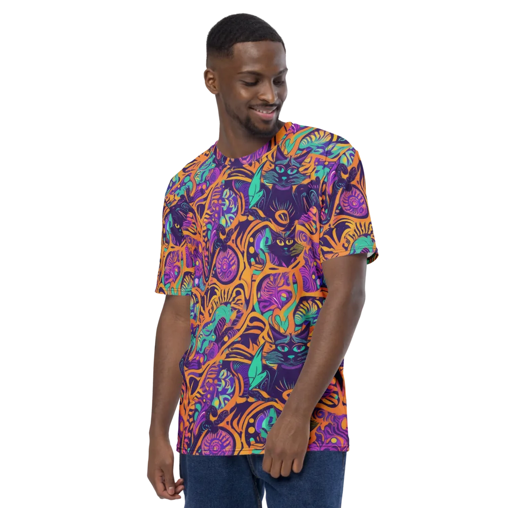 Midnight Mews on Men's Crew Neck T-Shirt — Left