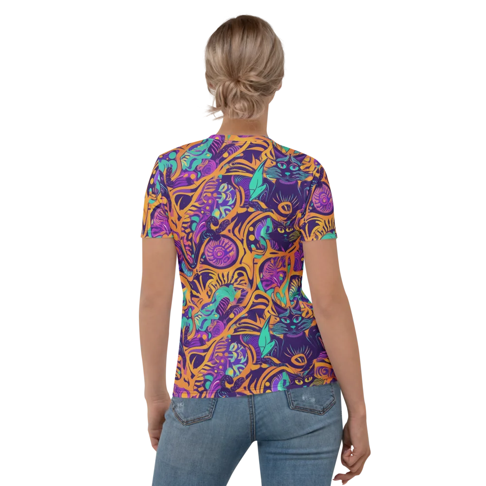 Midnight Mews on Women's Crew Neck T-Shirt — Back