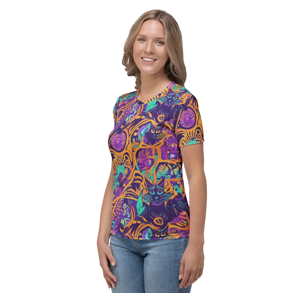 Midnight Mews on Women's Crew Neck T-Shirt — Left