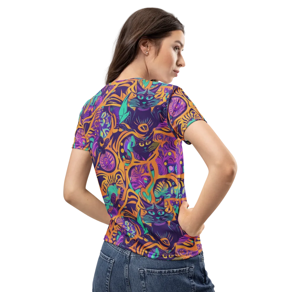 Midnight Mews on Women's Crew Neck T-Shirt — Back