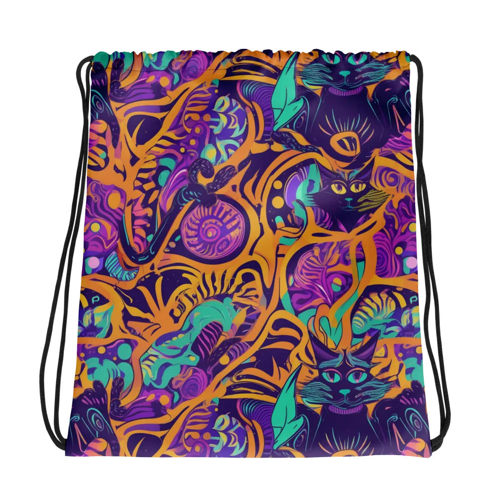 Midnight Mews on Drawstring Bag — Photo