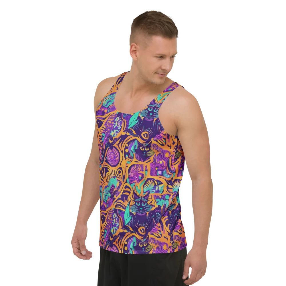 Midnight Mews on Men's Tank Top — Left Front