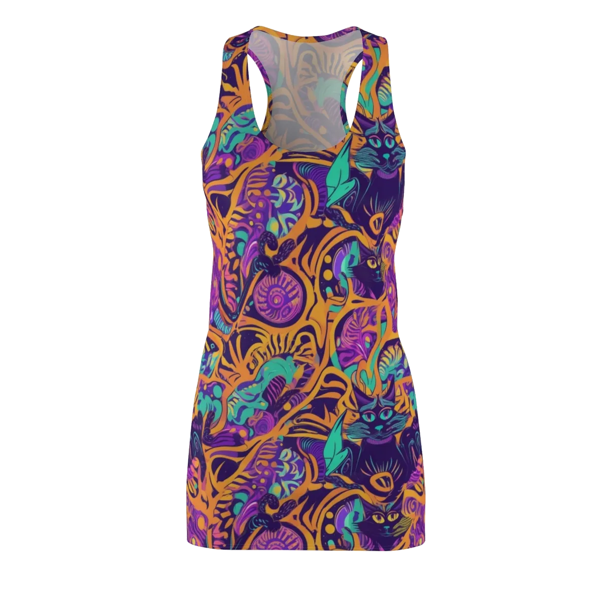 Midnight Mews on Racerback Dress — Front