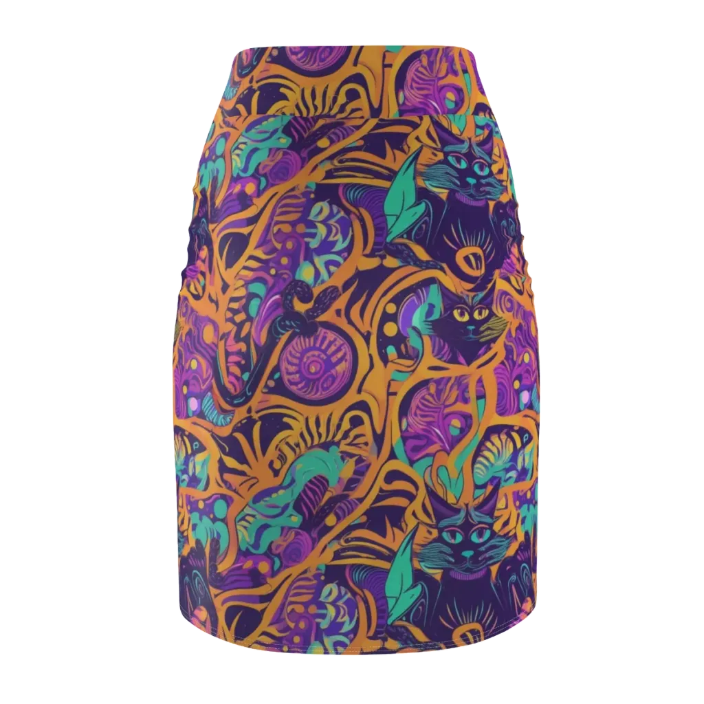 Midnight Mews on Pencil Skirt — Back
