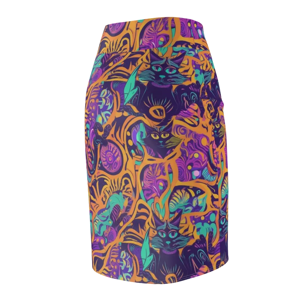 Midnight Mews on Pencil Skirt — Back Side