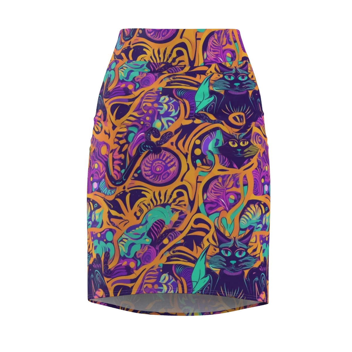 Midnight Mews on Pencil Skirt — Front