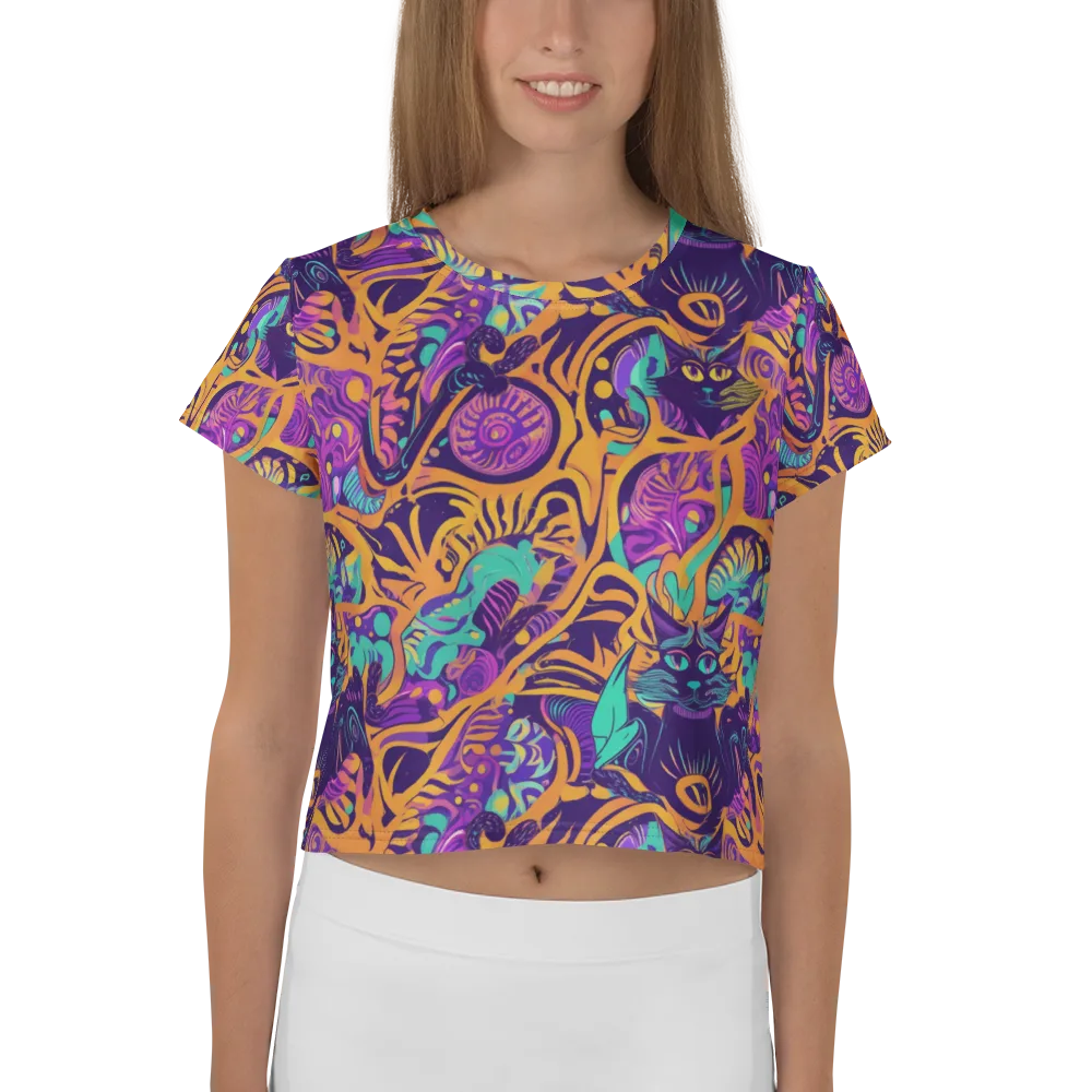 Midnight Mews on Crop Tee — Front
