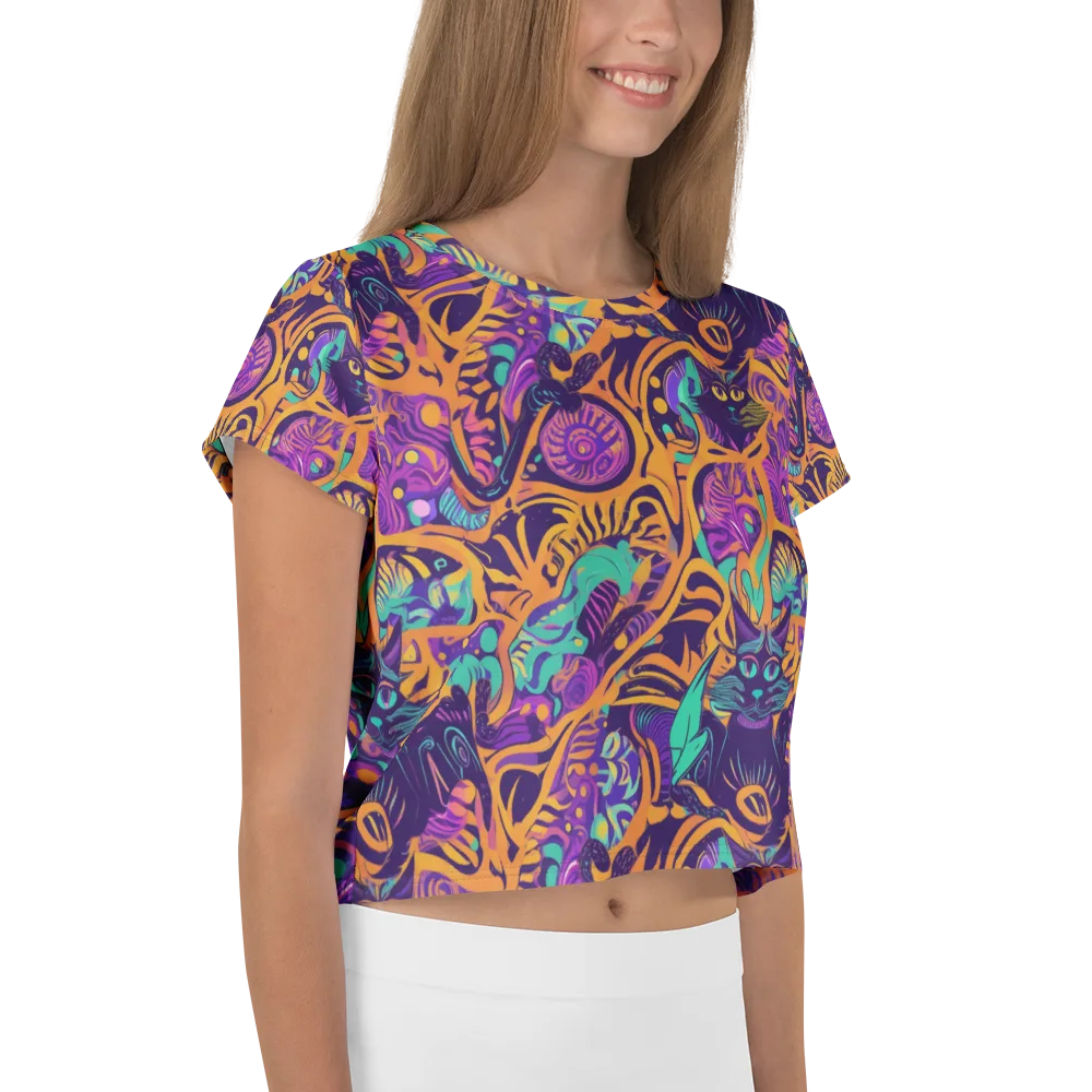 Midnight Mews on Crop Tee — Right
