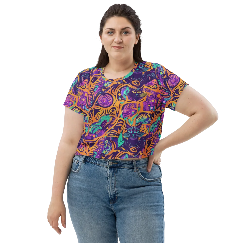 Midnight Mews on Crop Tee — Front