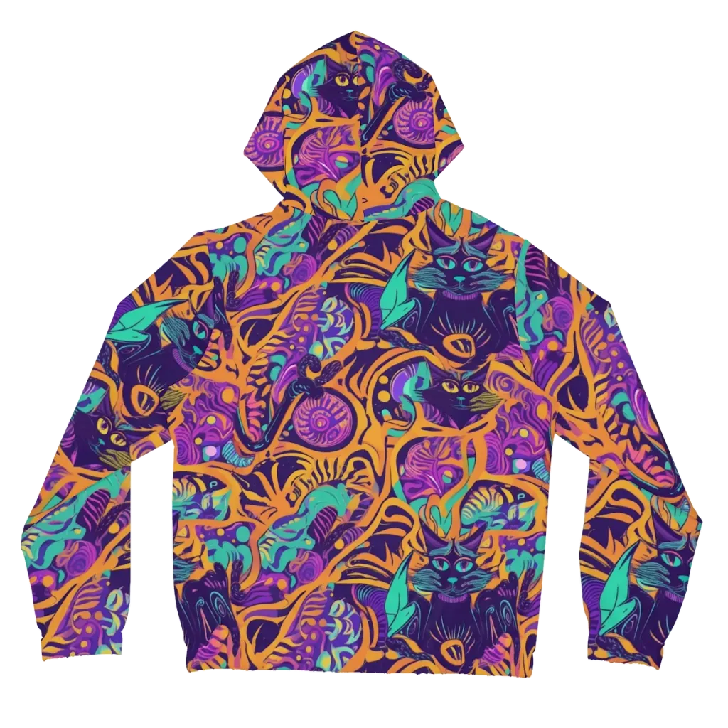 Midnight Mews on Women's Full-Zip Hoodie — Back