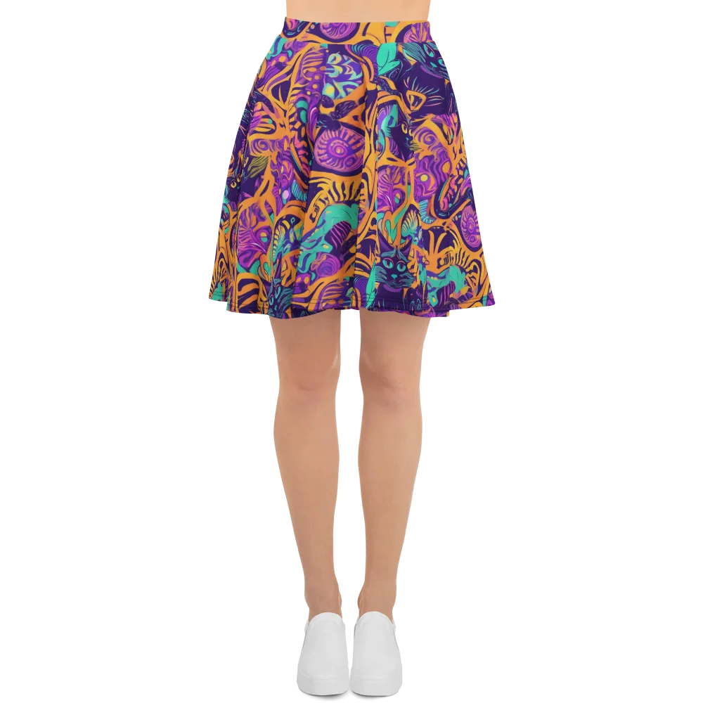 Midnight Mews on Skater Skirt — Front