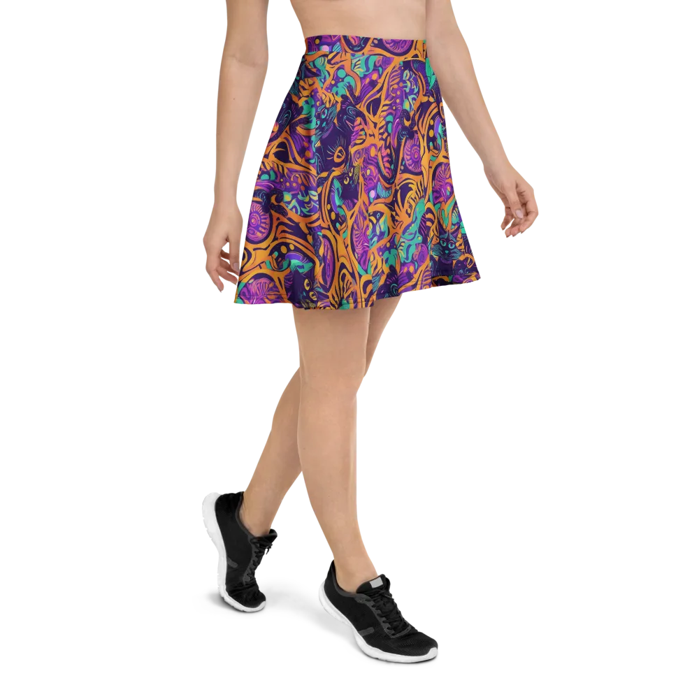 Midnight Mews on Skater Skirt — Right