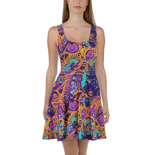 Midnight Mews on a Skater Dress