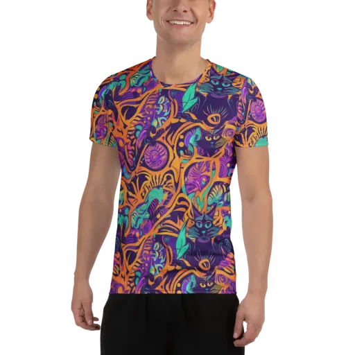 Midnight Mews on a Men's Athletic T-Shirt