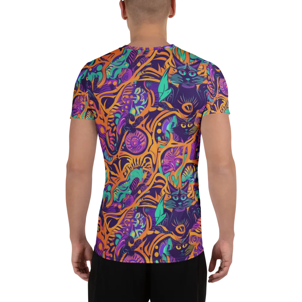Midnight Mews on Men's Athletic T-Shirt — Back