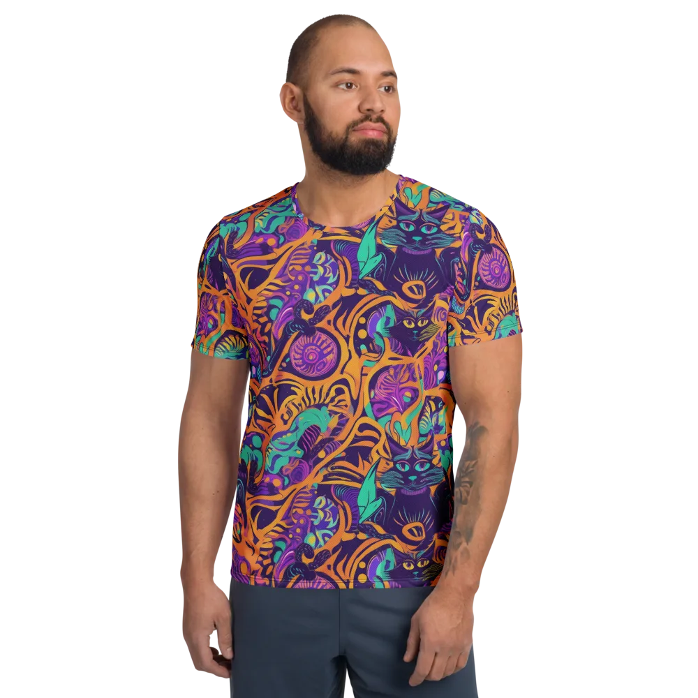 Midnight Mews on Men's Athletic T-Shirt — Front