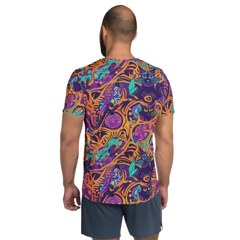 Midnight Mews on Men's Athletic T-Shirt — Back