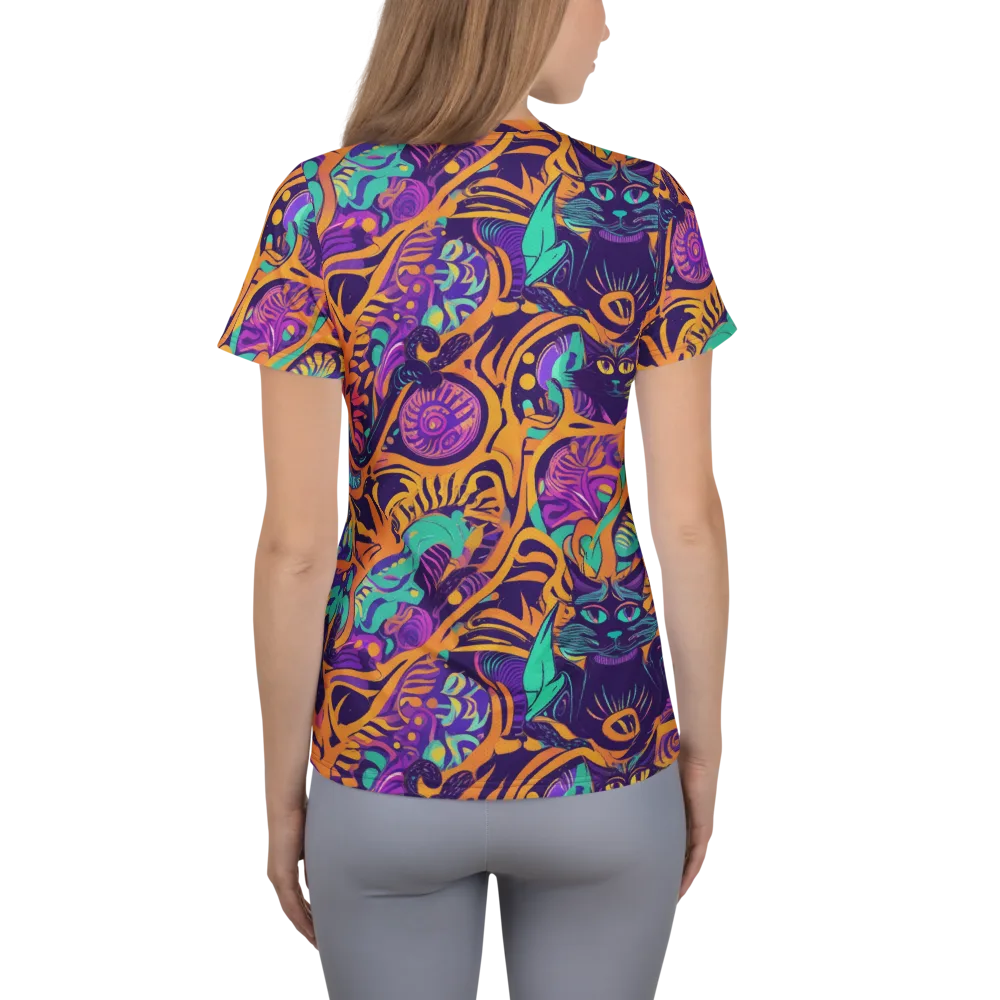 Midnight Mews on Women's Athletic T-Shirt — Back