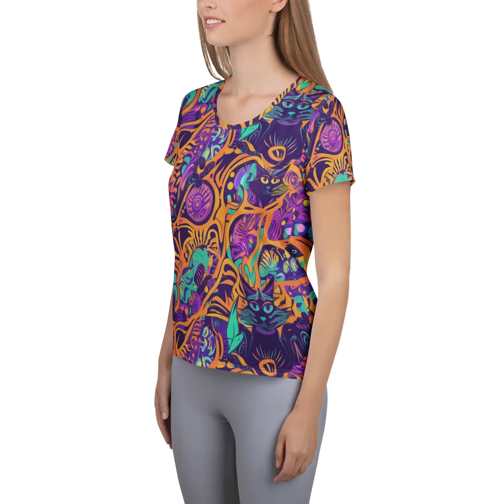 Midnight Mews on Women's Athletic T-Shirt — Left